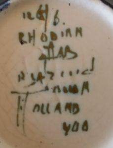 Gouda pottery decor Rhodian mark