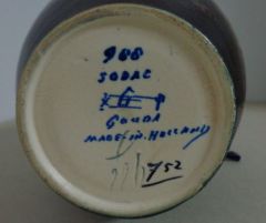 Gouda pottery decor Sodac mark.